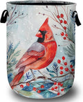 Watercolor Red Bird Laundry Basket, Foldable Winter Cardinal Laundry Hamper by Unknown