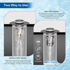 Hibbent Upgraded 3 in 1 Bathroom Sink Drain Strainer, Universal Pop Up Stopper - Image 3