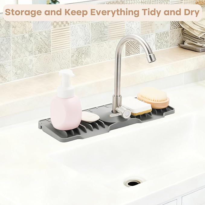 15.75 Inch kitchen Sink Faucet Mat, Silicone Sink Protector&Splash Guard - Image 7
