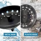 KONE Black Sink Basket Strainer Drain Stopper, 2 Pack Stainless Steel Matte - Image 4