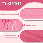3Pcs Pink Bow Hand Towels Coquette Cotton Embroidered Decorative Towels - Image 3