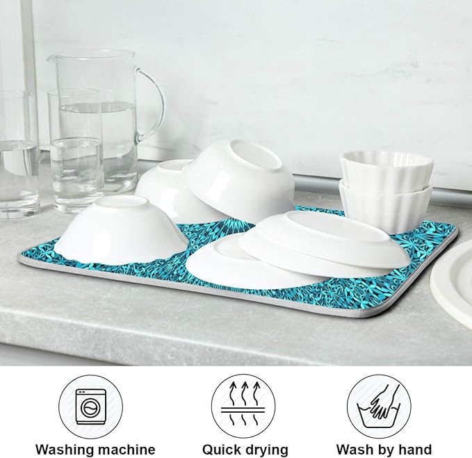 Super Absorbent Dish Drying Mat, Microfiber Fast-Drying Dish Mat, Kitchen Dish - Image 7