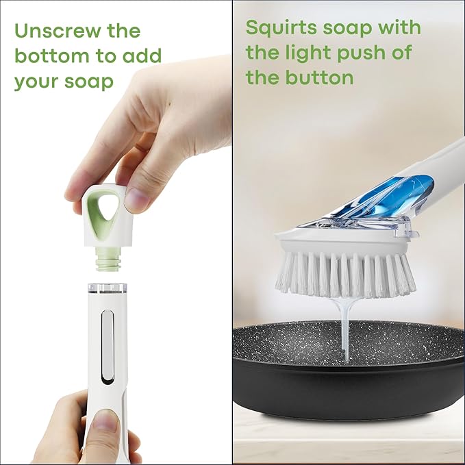 RIMAY Dish Brush with Soap Dispenser Storage Set, Soap Dispensing Dish Brush - Image 6