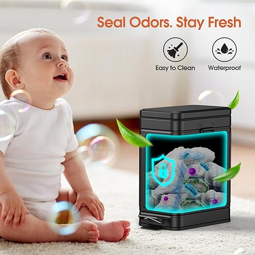 Small Bathroom Trash Can with Lid Soft Close, 6L / 1.6 Gallon Stainless Steel - Image 5