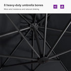 PURPLE LEAF 9'×11.5' Cantilever Patio Umbrella with Base Rectangle Offset Outdoor Umbrella Cover with Zipper for Garden Deck Pool Grey - Image 6