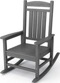 KINGYES Outdoor Rocking Chairs, HDPE All-Weather Patio Rocking Chairs High Back Porch Rocker for Adult, Gray by KINGYES