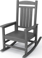 KINGYES Outdoor Rocking Chairs, HDPE All-Weather Patio Rocking Chairs High Back Porch Rocker for Adult, Gray by KINGYES