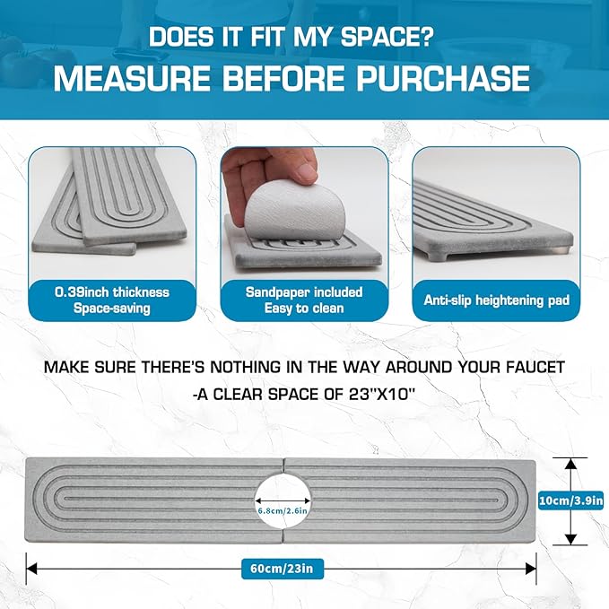 Faucet Mat for Kitchen Sink, Diatomite Quick Drying Tray, Long 23.6'' Kitchen - Image 5