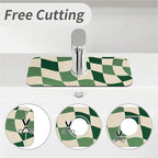 Kitchen Sink Splash Guard，Green-and cream checkered Faucet Mat Sink - Image 5