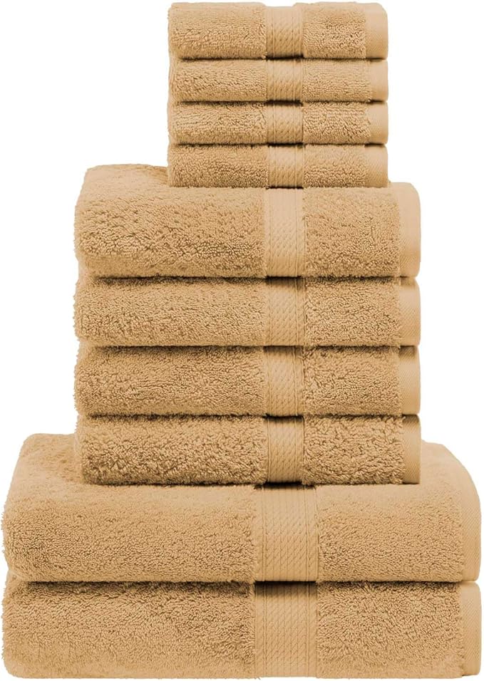 Superior Egyptian Cotton Solid Towel Set, Washcloths 13” x 13”, Hand Towels 20” - Image 2