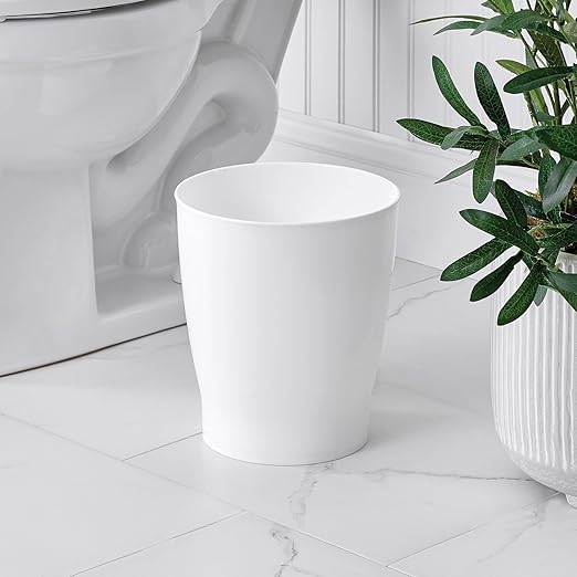 iDesign Small Round Plastic Bathroom Trash Can - Image 3