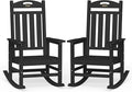 Oversized Outdoor Rocking Chairs Set of 2, High Back Porch Rocking Chair, HDPE All Weather Resistant Rocking Chairs for Patio, 380lbs Weight Capacity, Black by Suunyn