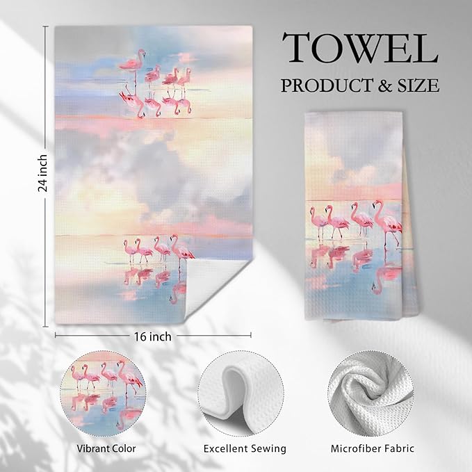 Watercolor Pink Flamingo Kitchen Towels, Flamingo Gifts - Image 2