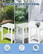 GarveeLife Poly Lumber Rocking Chair Outdoor Set of 4 with 2 Side Table - HDPE High Back Porch Rocker Chairs for Adults - All Weather Resistant Furniture for Patio - White - Image 6