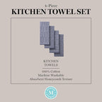 Martha Stewart Honeycomb Chambray Textured Kitchen Towel 4-Pack Set, 100% Cotton - Image 5