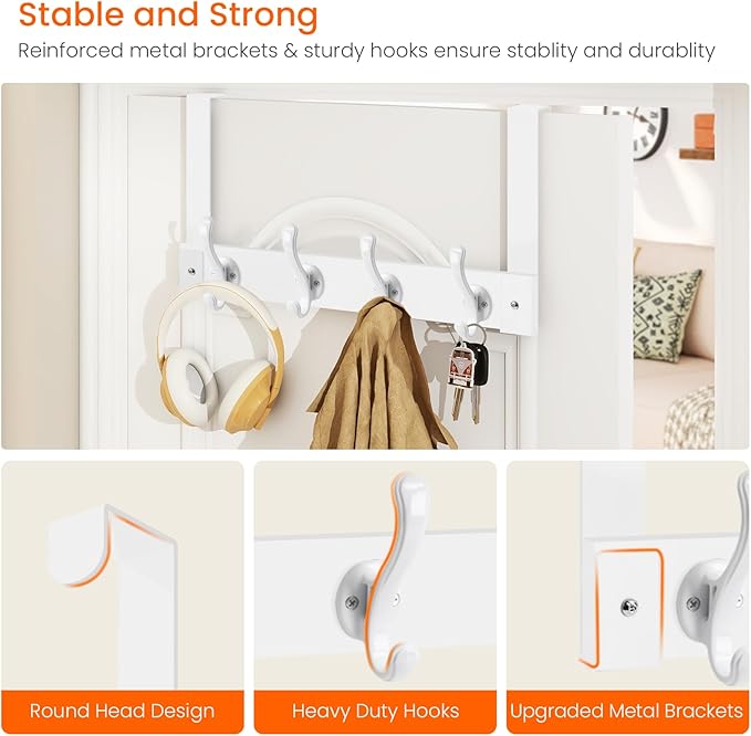 Homode Over The Door Hooks Heavy Duty, Wood Over Door Hanger Hook, Over Door - Image 3