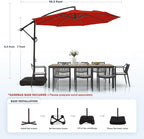 wikiwiki 10ft Patio Umbrella with Base Included, Outdoor Offset Cantilever Umbrella with Sandbag Base for Backyard, Garden and Pool, Easy to Tilt and Crank, Red - Image 6
