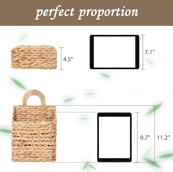 Wicker hanging basket, Water Hyacinth Wall Basket, Rustic Handwoven Hanging - Image 6