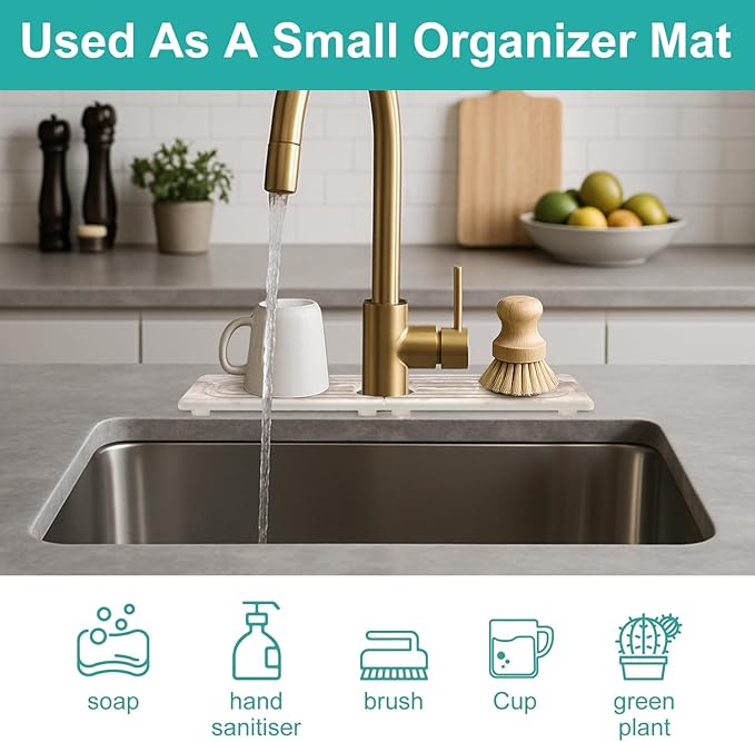 Small Diatomite Kitchen Sink Faucet Mat Water Absorbing Stone Tray Quick Drying - Image 3