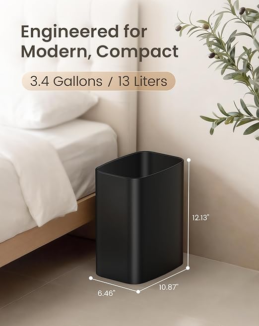 Cesun Small Bathroom Trash Can, 3.4 Gallon Metal Garbage Can, Slim Stainless - Image 6