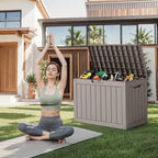 DRATO 45 Gallon Deck Box, Outdoor Storage Box for Patio Furniture, Patio Cushions, Gardening Tools, Pool Supplies 480lbs Weight Capacity,Waterproof Resin Storage Boxes（Grey，45 Gallon） - Image 2
