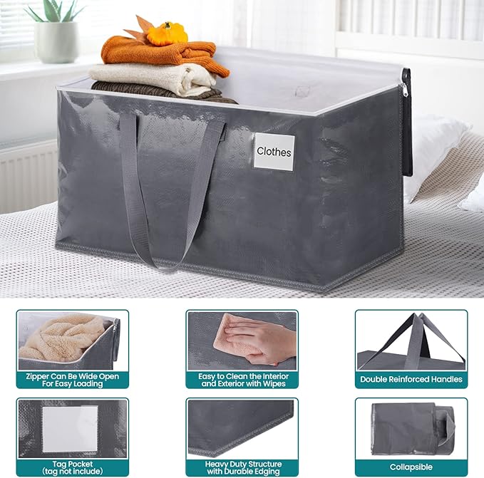 Moving Bags Heavy Duty with Strong Zippers and Handles Collapsible Moving - Image 3
