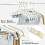 HOUSE DAY Velvet Hangers with Adjustable Clips 10 Pack, Non-Slip Suit Organizer - Image 5