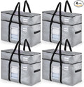 TAILI 2 Tier Extra Large Moving Bags, 4 Pack Silver Heavy Duty Totes by TAILI