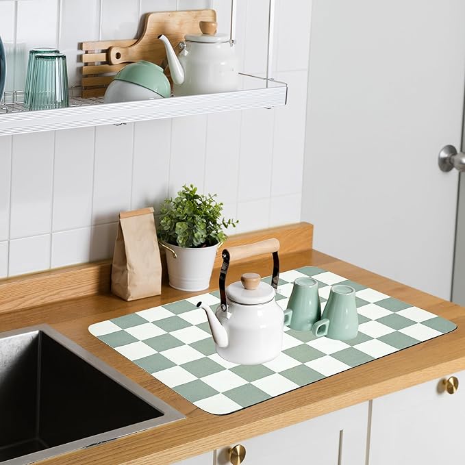Coffee Mat Checkered Dish Drying Pad - Image 4