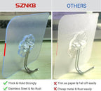 Adhesive Hooks, 12 Pack Heavy Duty Sticky Hooks, Transparent Removable Adhesive - Image 5
