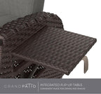 Grand patio Outdoor Recliner Air Pump 150° Lay Flat Reclining Chair with Independent Adjustable Back and Footrest Removable Olefin Cushion Flip-Up Table Wicker Grey 2PCS - Image 6