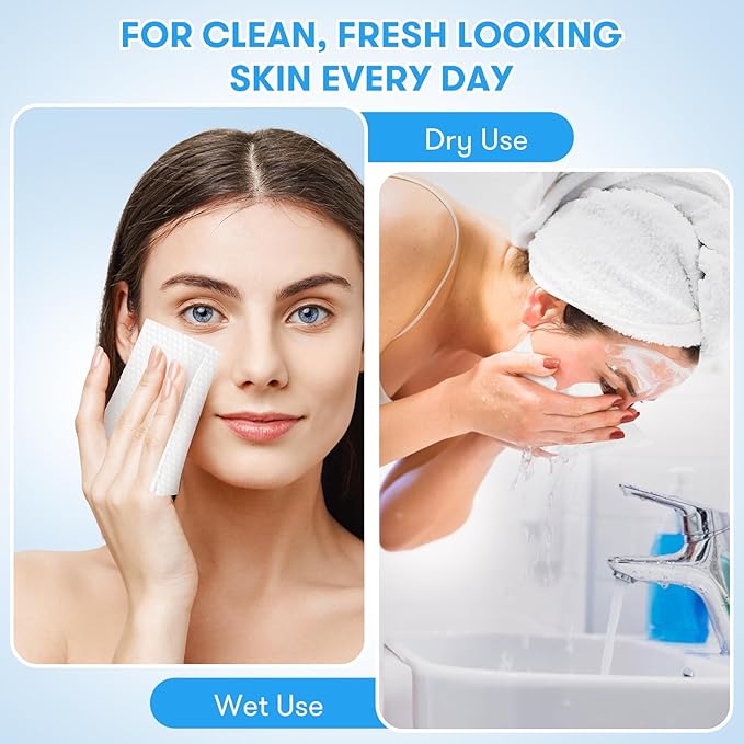 Disposable Face Towel, XL Unscented Facial Towelettes Soft Thick Absorbent - Image 5