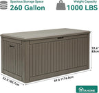 YITAHOME 260 Gallon Large Deck Box with Divider & Side Handles, Outdoor Double-Wall Storage for Patio Furniture Cushions, Garden Pool Accessories, Waterproof & Lockable - Image 8