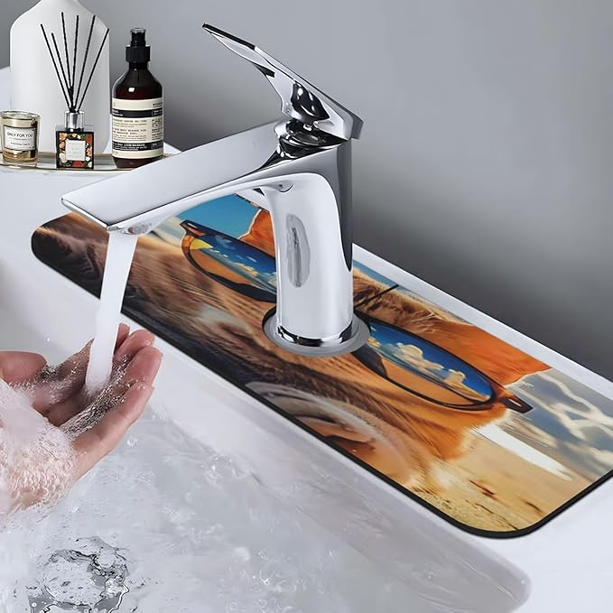 Sunshine Beach Cat Cases Kitchen sink faucet pad, strong water absorption - Image 7