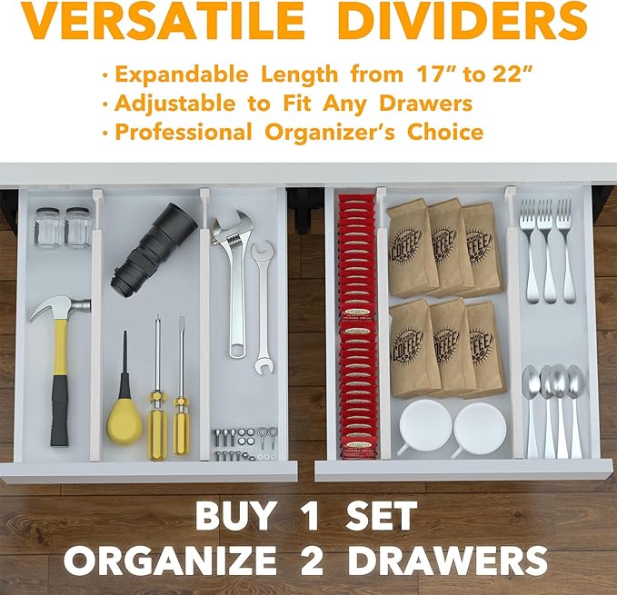 SpaceAid 4 Pack Bamboo Drawer Dividers - Image 5