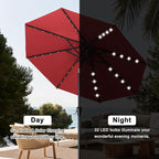 ABCCANOPY Durable Solar Led Patio Umbrellas with 32LED Lights 11FT (Wine Red) - Image 4