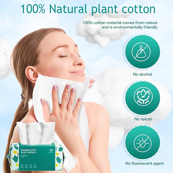 Soft Disposable Face Towel, Cotton Facial Dry Wipes 300 Count, Cotton Dry Wipes - Image 2