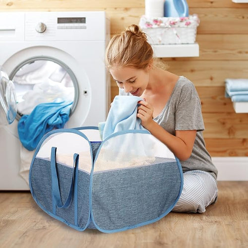 2 Pack Collapsible Laundry Baskets, 90L Large Foldable Laundry Basket, Pop Up - Image 2