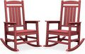 SERWALL Patio Rocking Chairs Set of 2, HDPE Outdoor Rockers for Adults, Oversized All-Weather Porch Rocking Chairs, Red by SERWALL