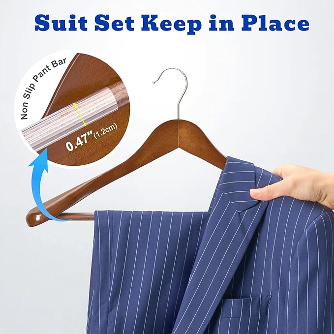 HOUSE DAY Wide Shoulder Wooden Hangers, Suit Hangers - Image 4