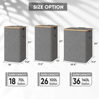 BALEINE Laundry Hamper with Lid, Tall Laundry Baskets with Bamboo Pull Handles - Image 2