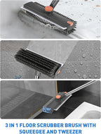 Floor Scrub Brush with Long Handle, 3 in 1 Multi-Angle Heavy Duty Stiff Bristle - Image 4