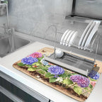 Vintage Flowers Dish Drying Mat Large 24 X18 Hydrangea Microfiber Drying Matt - Image 5
