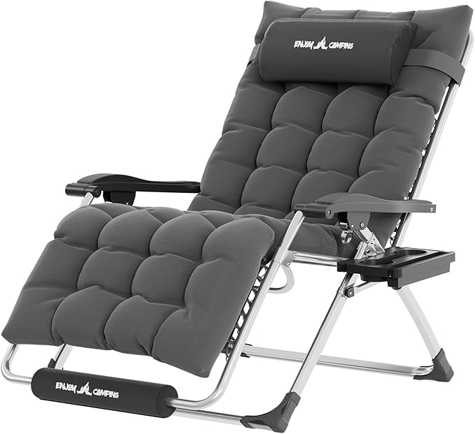 UDPATIO Oversized Zero Gravity Chair 29In XL Patio Reclining Chair with Cushion, Outdoor Folding Recliner with Pillows|Cup Holder|Foot Rest|Padded Headrest, Burgundy, Support 500LB by UDPATIO
