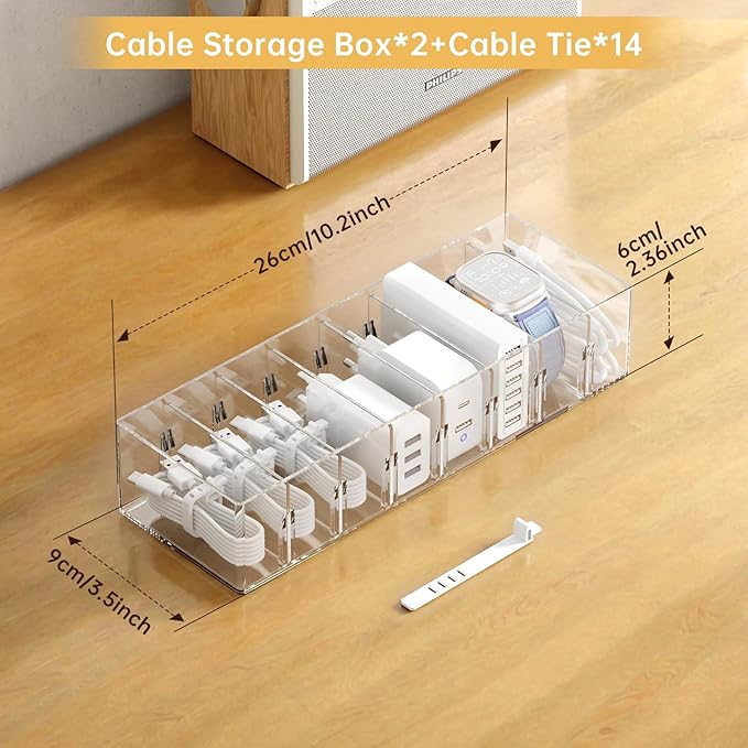 2 Pack Cable Storage Organizer Box - Image 7