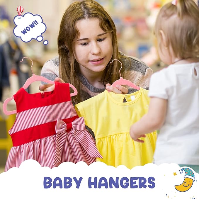 HOUSE DAY Velvet Baby Hangers for Closet, Kids Hangers Velvet 60 Pack, Non Slip - Image 2