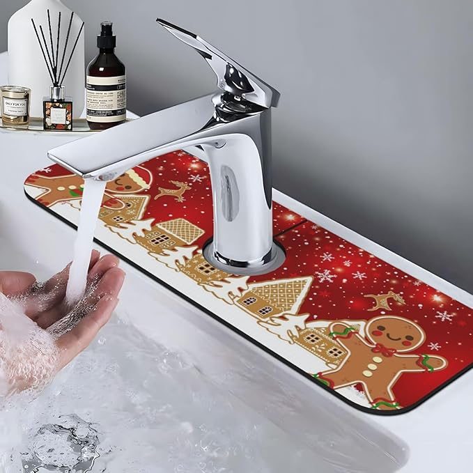 Christmas Snowflakes Gingerbread Man Deer Tree 15" X 5.5" Kitchen Sink Splash - Image 7