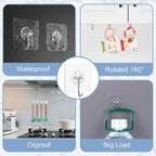 30Pack Adhesive Hooks Set, Stainless Steel Clear Sticky Hooks, Heavy Duty Wall - Image 5