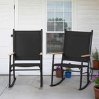 Shintenchi Outdoor Rocking Chairs Set of 2,Upgraded High Back Patio Rocking Chair Set,Breathable Textilene Fabric Outdoor Rocking Chair for Porch,Patio,Garden,Balcony,Black - Image 6
