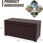 JUMMICO 120 Gallon Resin Deck Box, Large Outdoor Storage Box Waterproof & Lockable for Garden, Patio, Pools (Deep Brown) - Image 7